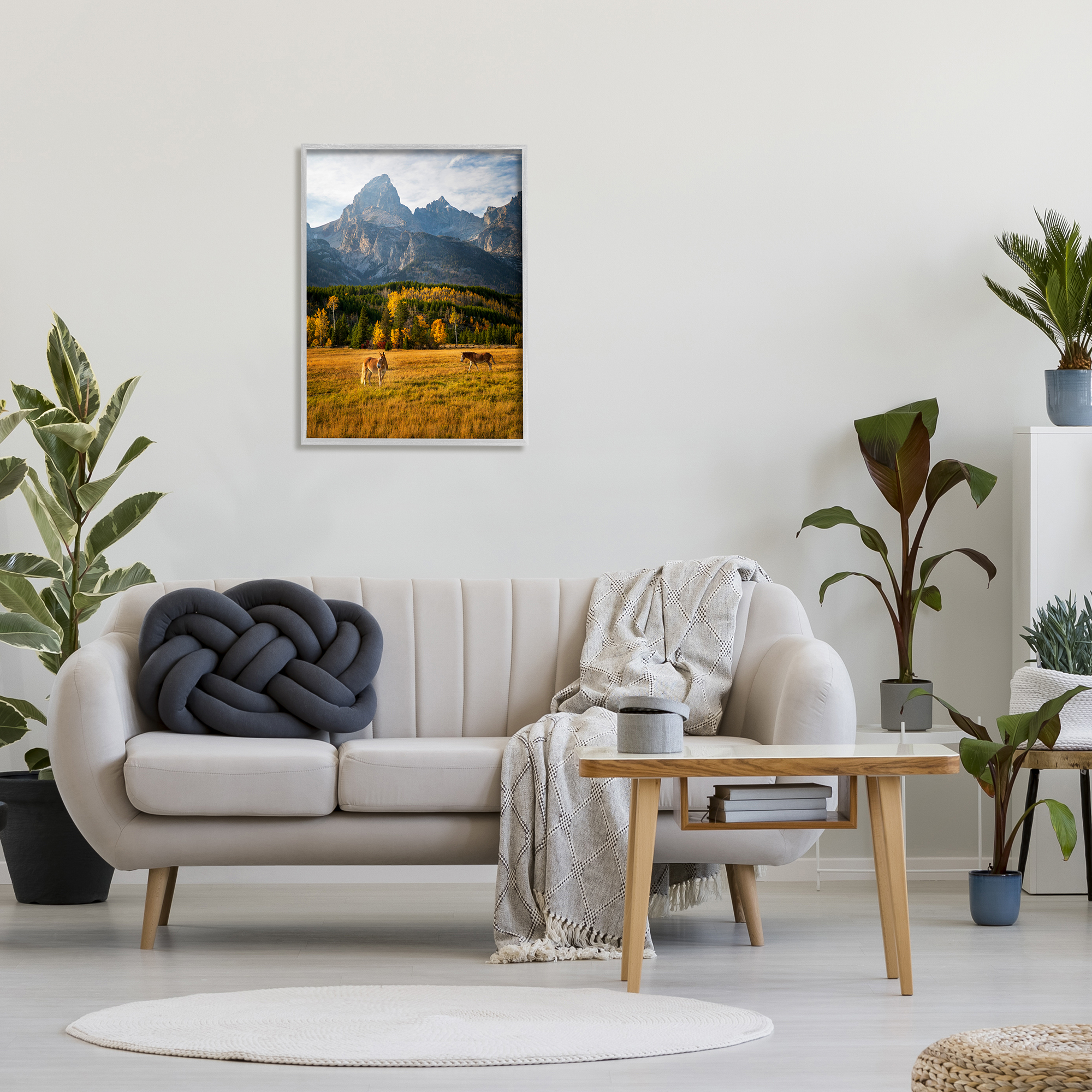 Stupell Industries Horses & Fall Foliage Landscape Photography Gray Framed Art Print Wall Art, 24 x 30