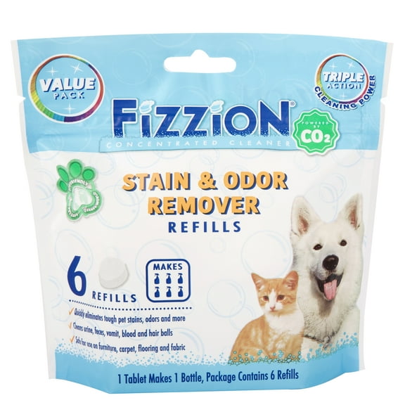 Pet Stain and Odor Eliminator by Fizzion - Removes Pet Urine and Feces Safely With The Professional Cleaning Power of CO2 (6 Tablets, Original)