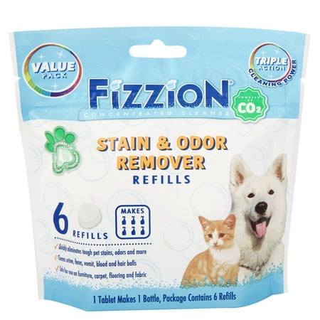 Pet Stain and Odor Eliminator by Fizzion - Removes Pet Urine and Feces Safely With The Professional Cleaning Power of CO2 (6 Tablets, (Best Way To Remove Pit Stains)