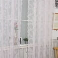 thumbnail image 4 of SeekLGT Lace Curtains Window Panels White Voile Lightweight Rectangular Bedroom Living Dining Room Rod Pocket Transparent Design, 4 of 7