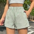thumbnail image 2 of Womens Shorts 2025 Summer Stylish Vertical Stripe Wide Leg Beach Loose High Waisted Short XS-3XL, 2 of 5