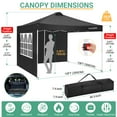 thumbnail image 4 of SANOPY 10' x 10' Straight Leg Pop-up Canopy Tent Easy Two Person Setup Instant Outdoor Canopy Folding Shelter with 4 Removable Sidewalls, Air Vent on The Top, 4 Sandbags, Carrying Bag, Black, 4 of 12