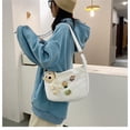 thumbnail image 2 of Canvas Bag Cute Cartoon Bear Doll Single Shoulder Ins Literary Schoolbag for Female Students White, 2 of 5