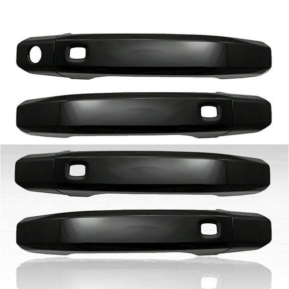 Set of 4 Door Handle Covers for 2015-2019 Chevy Silverado HD - Gloss Black w/Smart