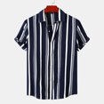 thumbnail image 2 of ZCFZJW Striped Button Down Shirts for Men Regular Fit Casual Summer Short Sleeve Hawaiian Shirts Trendy Beach Party Collared T-Shirt Top Navy XXXL, 2 of 9