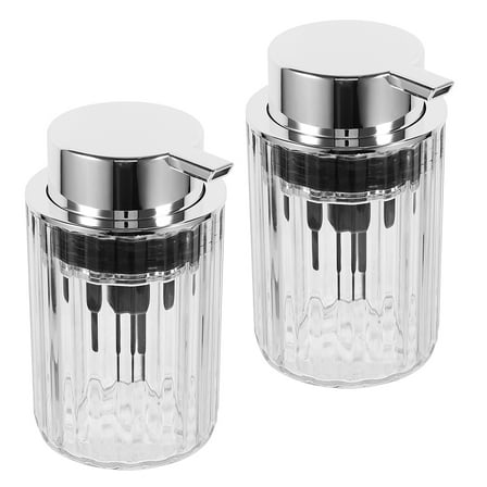 GOOHOCHY 2 PCS Soap Dispenser with Pump Bottle 12.70X8.00X7.00CM Silver