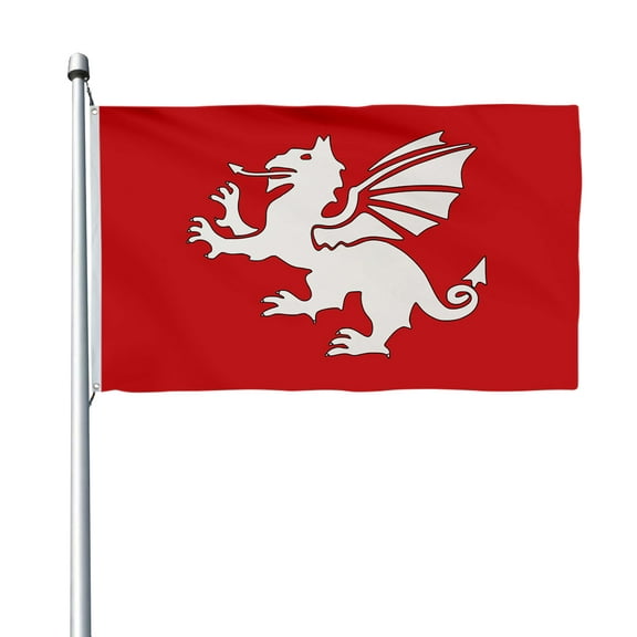Aihccy English White Dragon (C) Flag with Brass Grommets Size - 3x5Ft