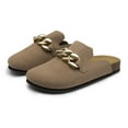 thumbnail image 3 of Dream Pairs Women's Mules Soft Footbed Clog Comfortable Flats Cork Clog Shoes Round Toe Chain Mules Slip on Sandals Slides Shoes SDML2207W CAMEL Size 6.5, 3 of 4