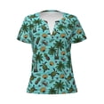 thumbnail image 4 of Wukai Pineapple Sea Turtle Casual V-Neck Graphic Tees for Women: Lightweight and Breathable Summer Tops with Stylish Design-Medium, 4 of 8