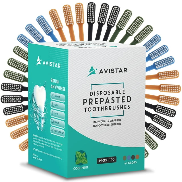 Cepillo de dientes desechable Avistar 40 unidades con pasta de dientes