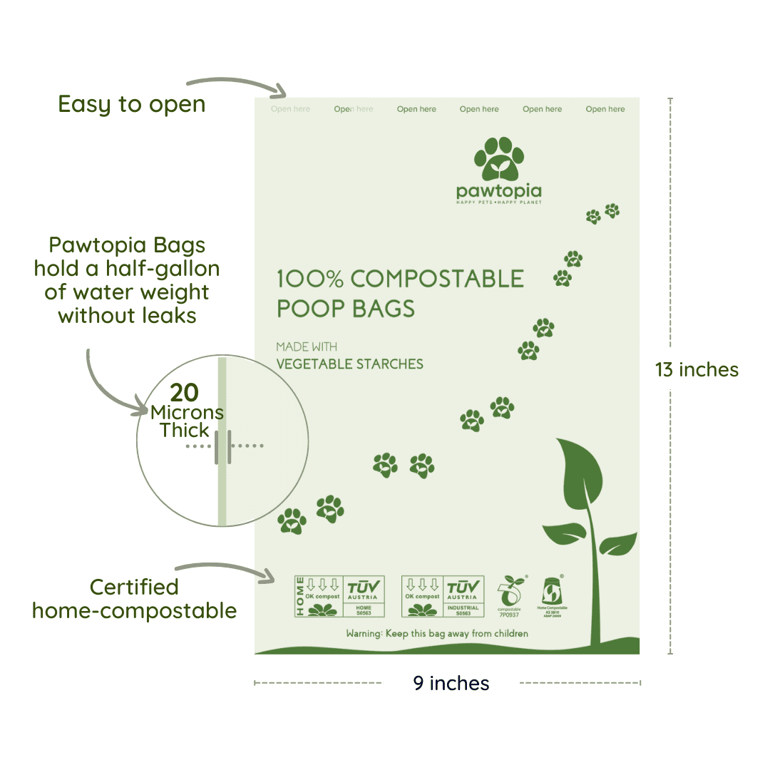 Pawtopia Certified Home Compostable Biodegradable Dog Poop Bags |  Cat Litter Bags (240 Bags, Green)