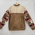 thumbnail image 3 of Men's Western Wool Jacket Denim Bull Head Print Pullover 1/4 Zipper Stand Collar Long Sleeve Sweatshirt,L,brown, 3 of 6