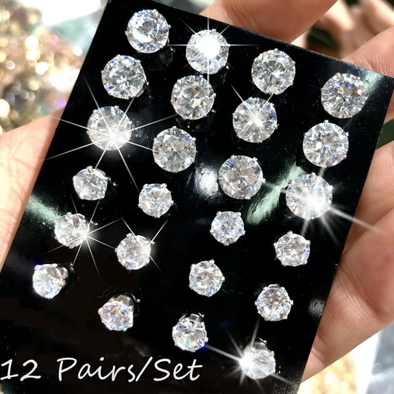 DESIGNICE 12 Pairs/set Zircon Stud Earrings Set For Women Earrings for Gift