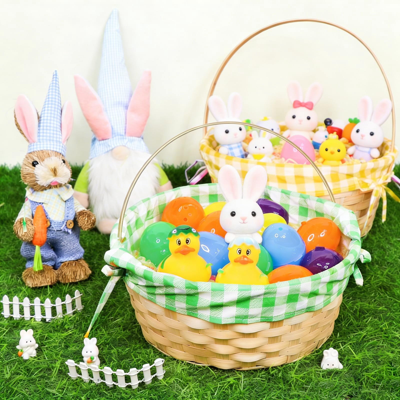 3 Easter Baskets With Plaid Lining And Handle Bunny Gifts For Egg Hunt  Party Filling Favors Spring Outdoor Activity Prizes