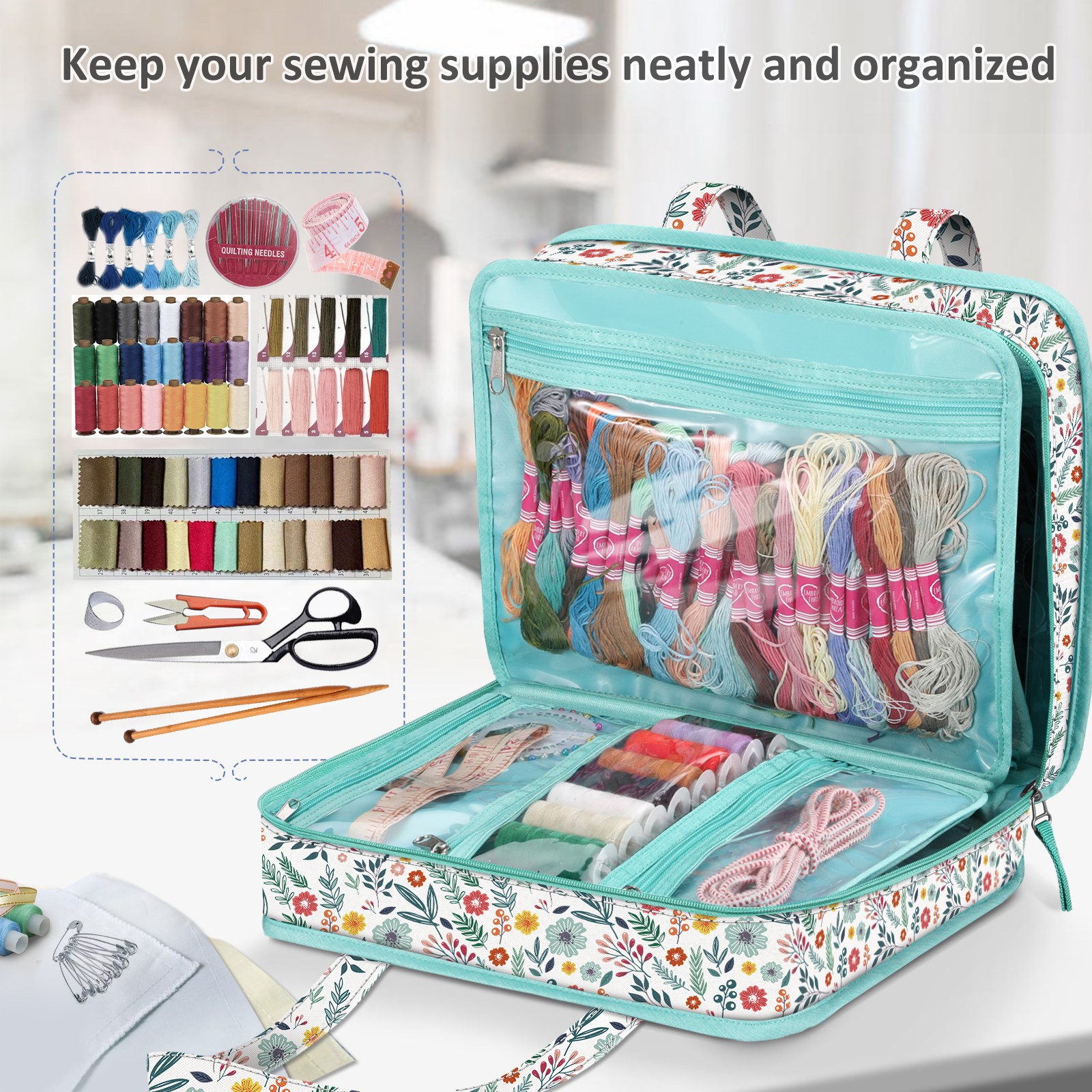 FINPAC Sewing and Craft Supplies Storage Tote Organizer photo 3
