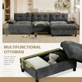thumbnail image 3 of 104" Modular L-Shaped Sectional Sofa with USB Charging Armrest & Cup Holders, Movable Storage Ottoman & Side Pockets, Pet-Friendly Chenille Fabric, Dark Grey Living Room Furniture, 3 of 7