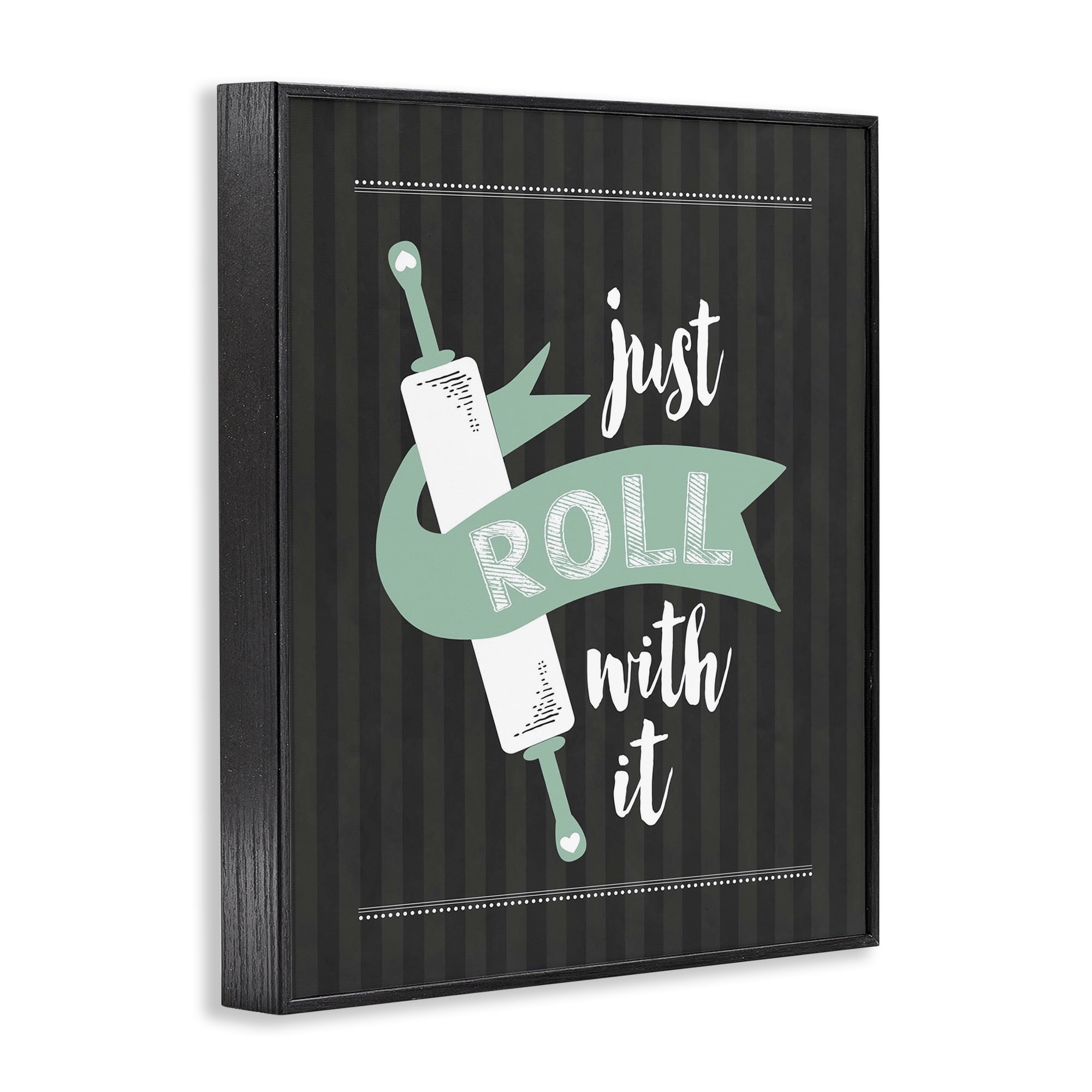 Roll With It Black & Green Black Framed Giclee Art, design by Lettered and Lined