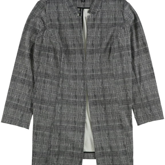 Alfani Womens Plaid Topper Jacket, Black, Plus Size, 16W
