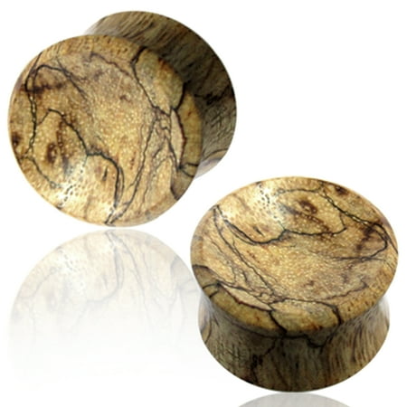 - Organic Light Tamarind Wood Double Flared Saddle Ear Plugs, Pair