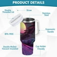 thumbnail image 2 of Yayeee 40oz Double-Wall Insulated Stainless Steel Tumbler with Handle Bottle, Black Neon Road, 2 of 8