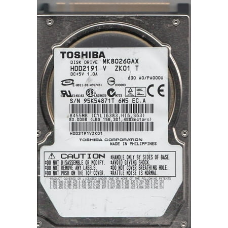 MK8026GAX, A0/PA000U, HDD2191 V ZK01 T, Toshiba 80GB IDE 2.5 Hard Drive