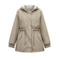 thumbnail image 3 of Kids Hooded Jacket Solid Color Casual Coat Lightweight Outerwear with Full Zip for Boys Girls School Spring, 3 of 4