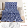 thumbnail image 5 of Navy Blue Blanket Soft Cozy Warm Throw Blanket for Couch, Plush Fuzzy Flannel Fleece Blankets for Sofa, Traditional Tribal Abstract Geometric Art Bed Blankets Lightweight Gifts for Women, 50"x80", 5 of 9