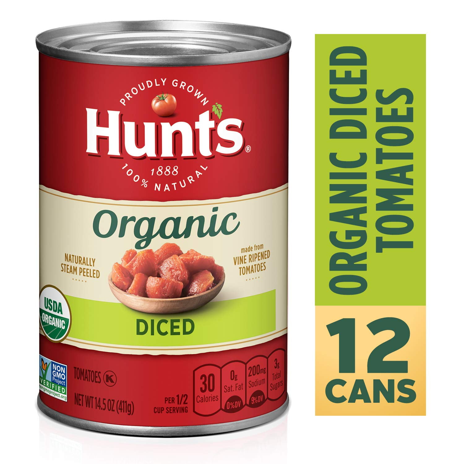 Hunts Organic Diced Tomatoes, Keto Friendly, 14.5 oz, 12 Pack - Walmart.com