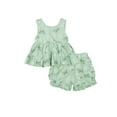 thumbnail image 7 of Toddler Baby Girl’s Ruffles Floral Printed Sleeveless Tops and Short Pants, 7 of 7