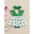 thumbnail image 2 of Kiapeise Toddler Baby Girl Suspender Romper Dress Infant Girl St. Patrick Day Outfit Newborn Girl Clover Bodysuit, 2 of 9
