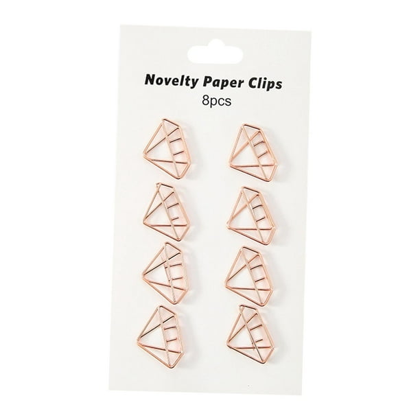 8 bonitos clips de papel, accesorios para marcapáginas, alambre de papelería reutilizable de metal para tarjetas Diamante Sharpla Clips de papel