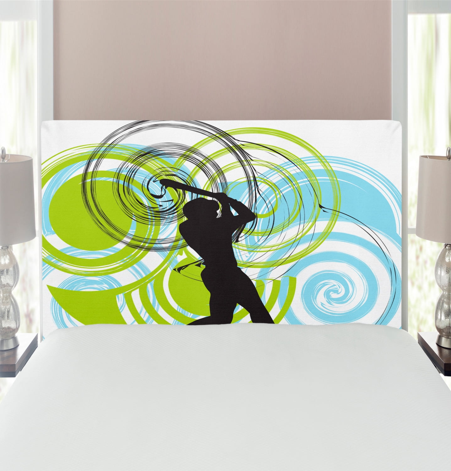 Baseball Headboard, Baseball Player with Circles on His Bat Wild Pitch