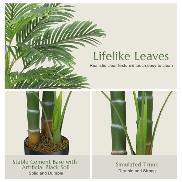 EDTara Indoor Artificial Palm Tree, Faux Plant With 14 Trunks In Pot, Suitable for Home, Garden, Patio, or Office Decoration