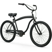 sixthreezero Men's In The Barrel 3-Speed Beach Cruiser Bicycle, 26" Wheels and 18" Frame, Matte Black