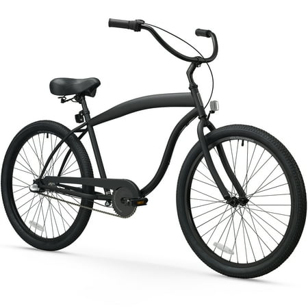 sixthreezero Men's In The Barrel 3-Speed Beach Cruiser Bicycle, 26" Wheels and 18" Frame, Matte Black