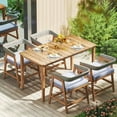 thumbnail image 5 of Demifill Outdoor Acacia Wood Patio Wicker Dining Chairs Set of 4, Dining Chair with Seat Cushion for Outdoor as Garden, Backyard, Porch, Gray, 5 of 19