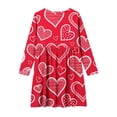 thumbnail image 4 of Girls' Red Heart Print Dress - Long Sleeve Soft Stretch, Cute Valentine's Day Outfit, Sizes 4-14 Years,Size 9-10 T, 4 of 7