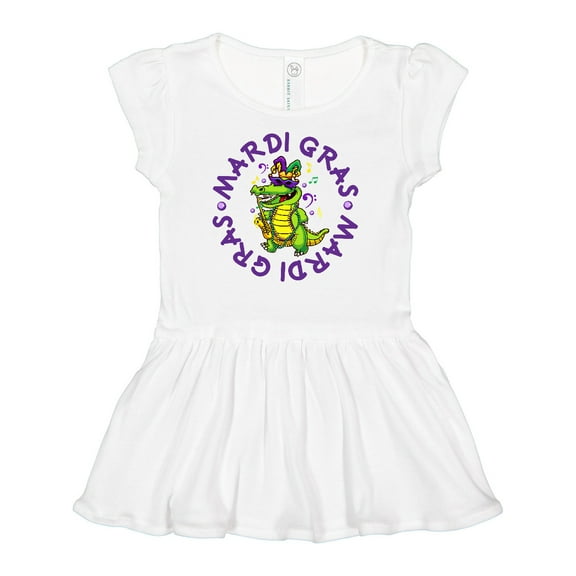 Inktastic Mardi Gras 2021 Party Alligator Girls Baby Dress