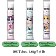 thumbnail image 2 of Cat Treats, Lickable, Squeezable Creamy Puree Cat Treat, 0.5 Ounces Each Tube, Mix Flavor, 108 Tubes., 2 of 10
