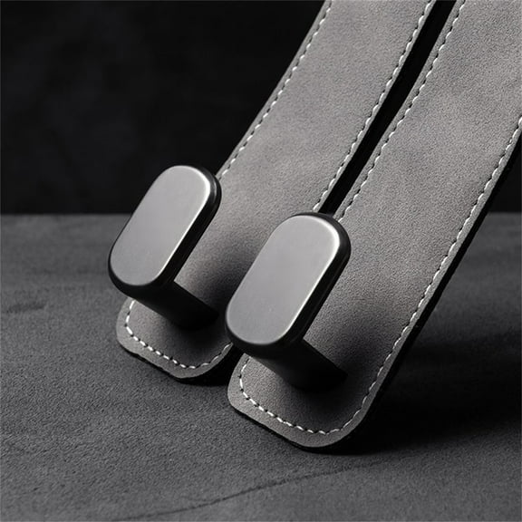 Leather Car Seat Headrest Hooks Organizer | Double Hook for Phone Purse Bag | Universal Durable Leather & Metal | Easy Install | 2 Pack | Space Saving Backseat Hanger Accessories