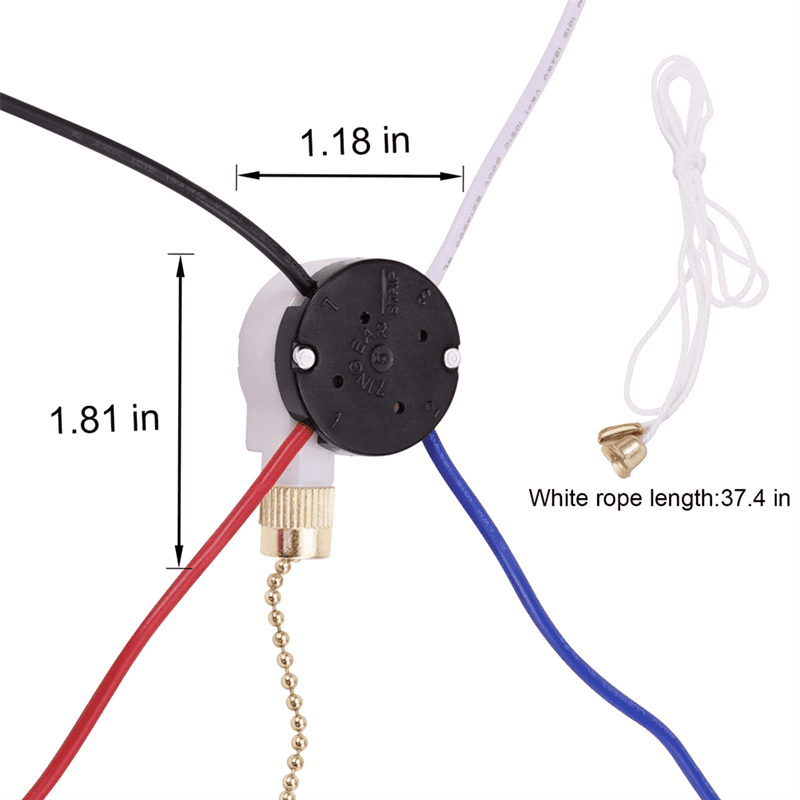 Ceiling Fan Switch Kit 3 Speed 4 Wire, Fan Switch Zipper Speed Control
