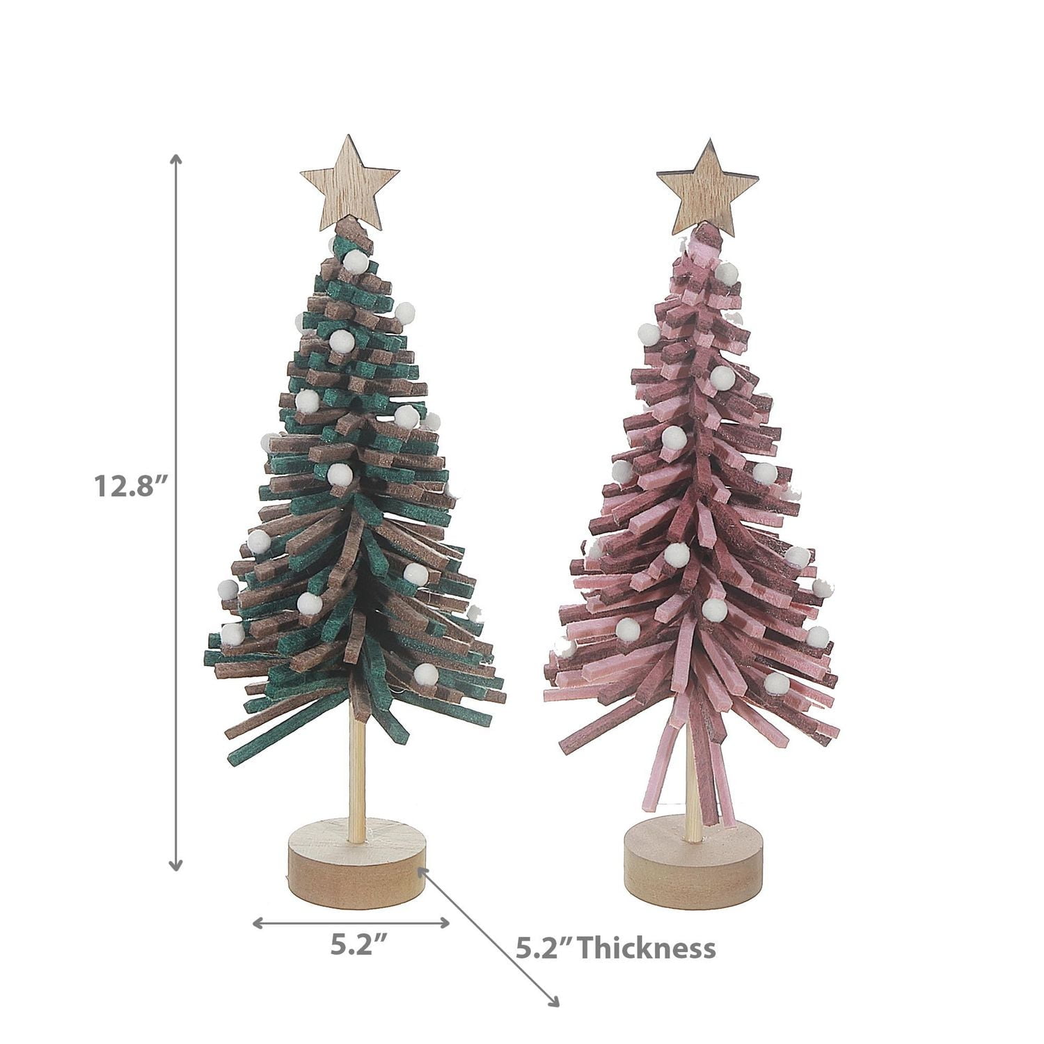 Arbre En Feutre Sur Support En Bois - Lot De 2