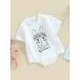 thumbnail image 3 of Bagilaanoe Newborn Baby Girl Boy Easter Rompers Rabbit Print Short Sleeve Bodysuits 3M 6M 12M 18M 24M Infant Casual One Piece Short Jumpsuit, 3 of 8