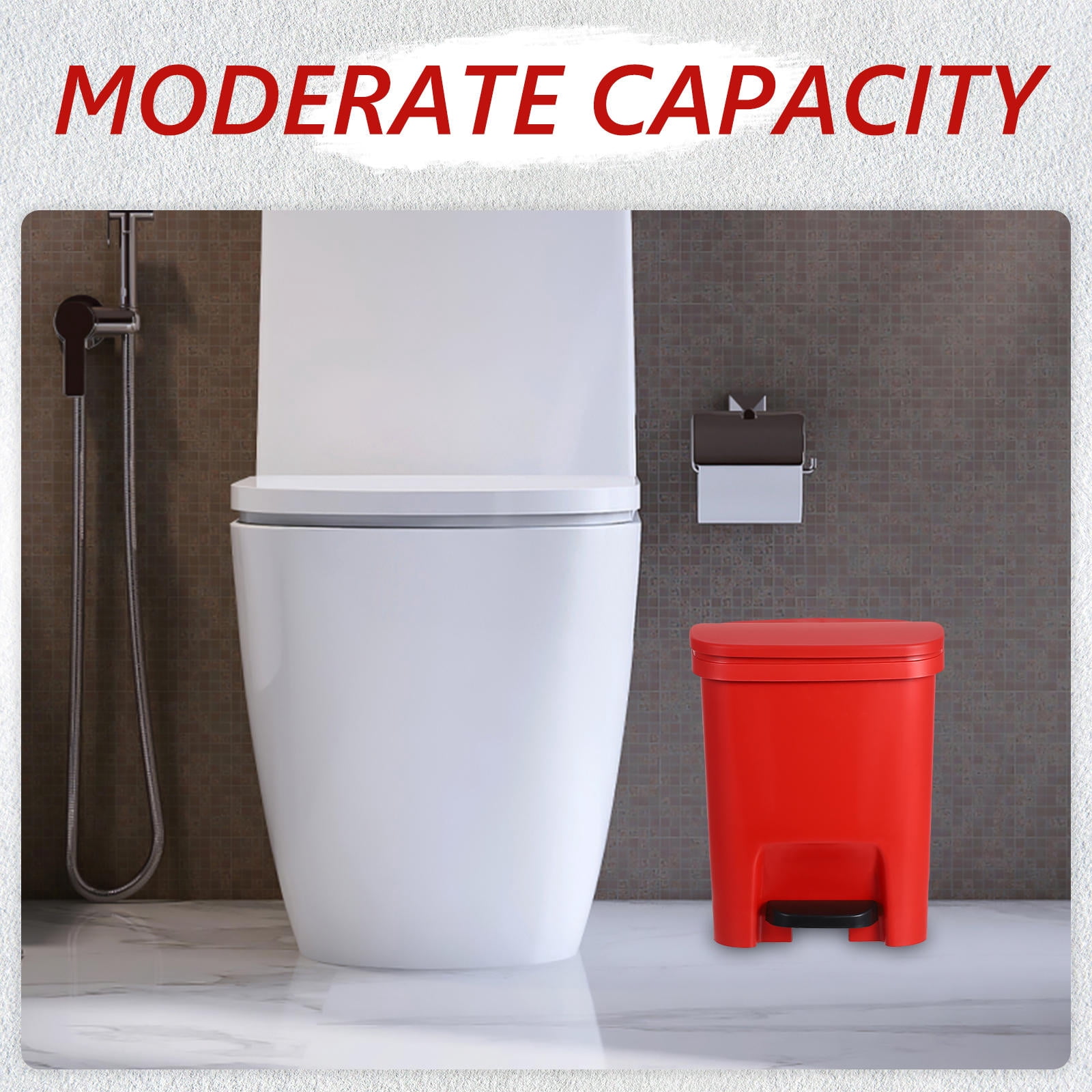 PENIKOKO Red Plastic Compost Bin Rectangular Household Waste Disposal Trash Can 1 Piece Kitchen Garbage Container