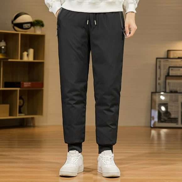 EGNMCR Long Johns for Men, Thermal Underwear for Men Down Pants Thickened In Winter Casual Warm And Windproof Down Leggings Cold Proof Sports Pants Outside Men Thermal Underwear