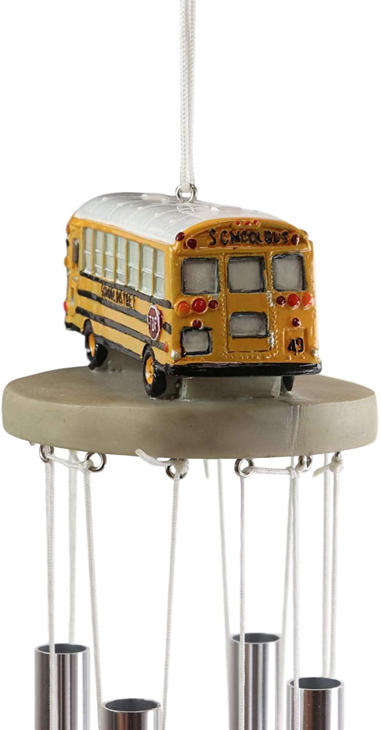 Decorative Yellow School Bus Model Resonant Relaxing Wind Chime Patio Garden