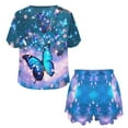 thumbnail image 5 of Yuyamidu Blue Butterfly Sleepwear Set Trendy Short Sleeve Pajamas for Women Size M Bling Pajama Outfits Cozy Sleep Set of 2 Jogger Yoga Night Wear for Summer, 5 of 7
