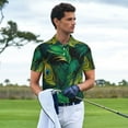 thumbnail image 2 of Kdxio Peacock Feathers2 Print Men's Short Sleeve Polo Shirt,Midweight Men's Shirt, 2 of 5