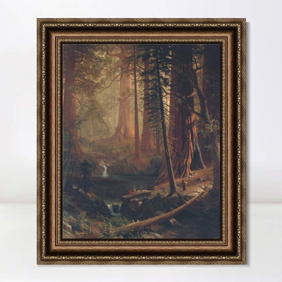 INVIN ART Framed Giclee Print Giant Redwood Trees of California 1874 by Albert Bierstadt, 24"x32"