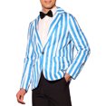 thumbnail image 4 of INSPIRE CHIC Men's Blazers Striped Pattern One Button Notach Lapel Collar Coat XL Blue White, 4 of 4
